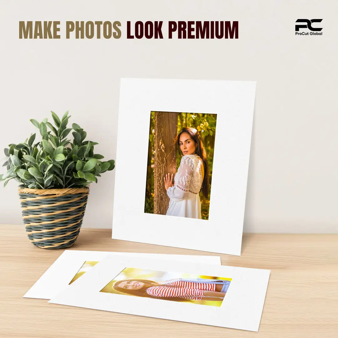Ice White 8x6" Picture Mount With 5x3" Aperture | Acid-Free Picture Mount Board thumbnail 2