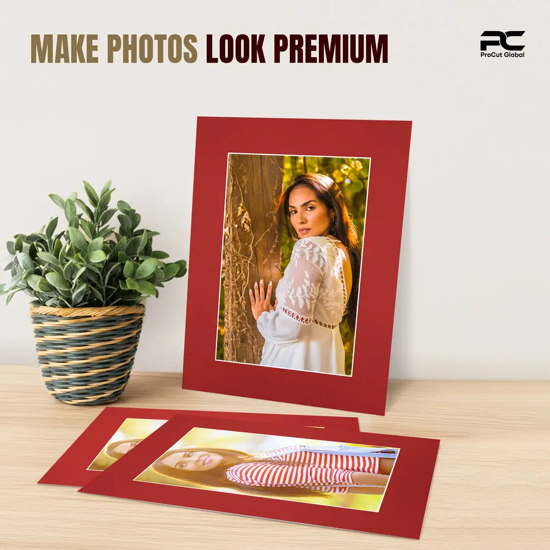 Crimson 8x6" Picture Mount With 6x4" Aperture | Acid-Free Mat Board For Picture Frames thumbnail 2