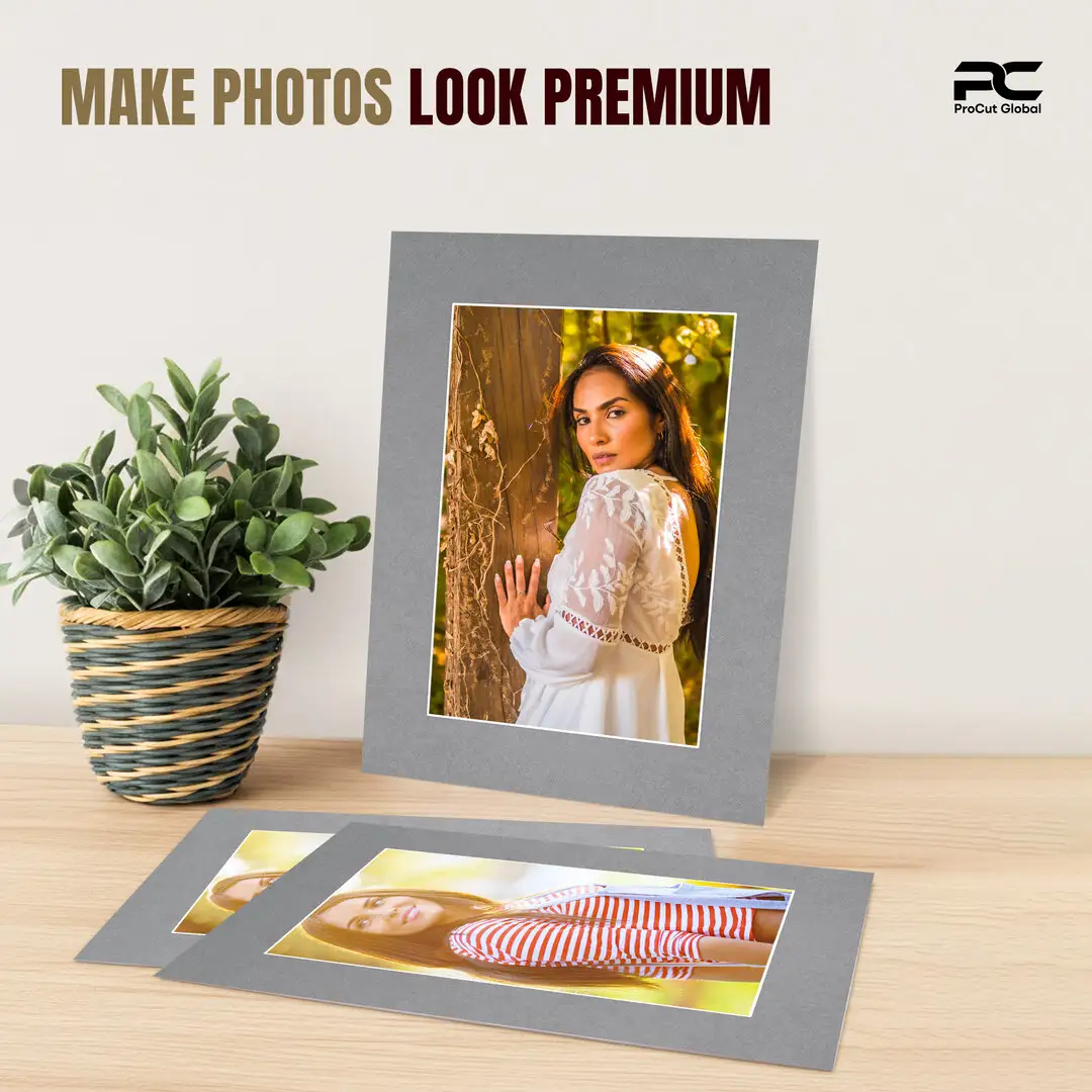 Mid Grey 8x6" Picture Mount With 6x4" Aperture | Acid-Free Mat Board For Picture Frames thumbnail 2
