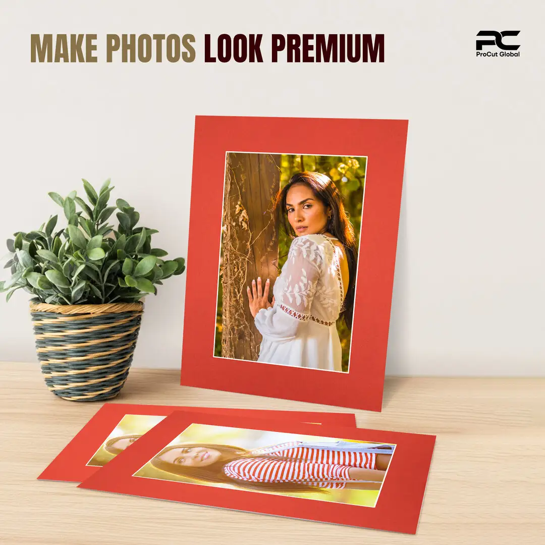 Poppy Red 8x6" Picture Mount With 6x4" Aperture | Acid-Free Picture Mount Board thumbnail 2
