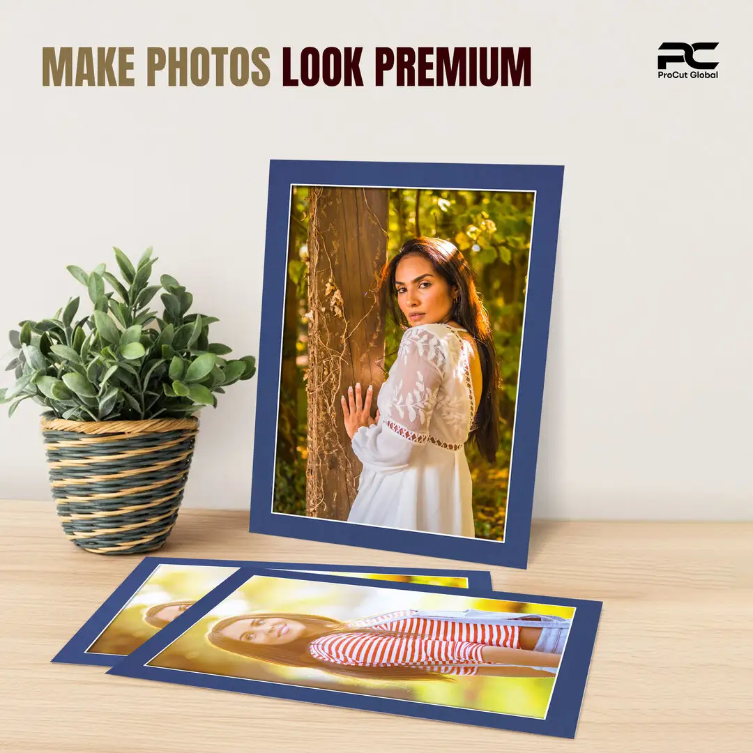 Blue 8x6" Picture Mount With 7x5" Aperture | Acid-Free Mat Board For Photos & Artwork thumbnail 2