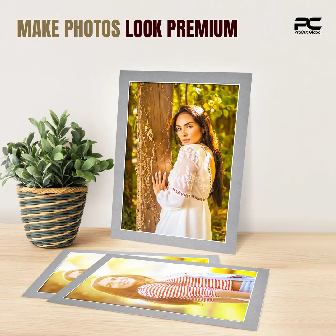 Silver 8x6" Picture Mount With 7x5" Aperture | Acid-Free Picture Mount Board thumbnail 2