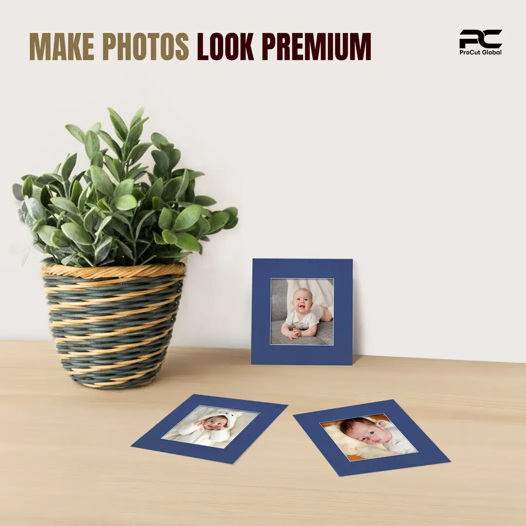 Blue 8x8" Picture Mount With 5x5" Aperture | Acid-Free Mat Board For Photos & Artwork thumbnail 2