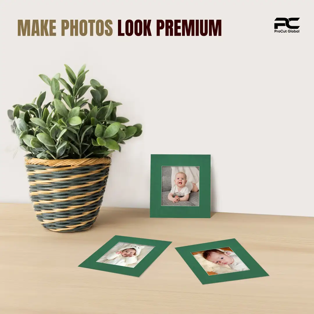 Emerald (Green) 8x8" Picture Mount With 5x5" Aperture | Acid-Free Mat Board For Picture Frames thumbnail 2