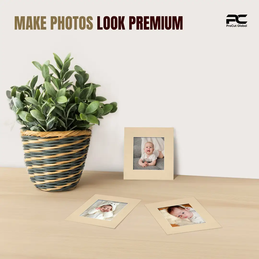 Ivory 8x8" Picture Mount With 5x5" Aperture | Acid-Free Picture Mount Board thumbnail 2