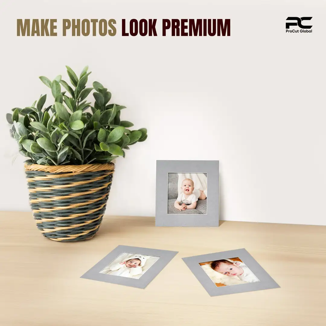 Silver 8x8" Picture Mount With 5x5" Aperture | Acid-Free Picture Mount Board thumbnail 2