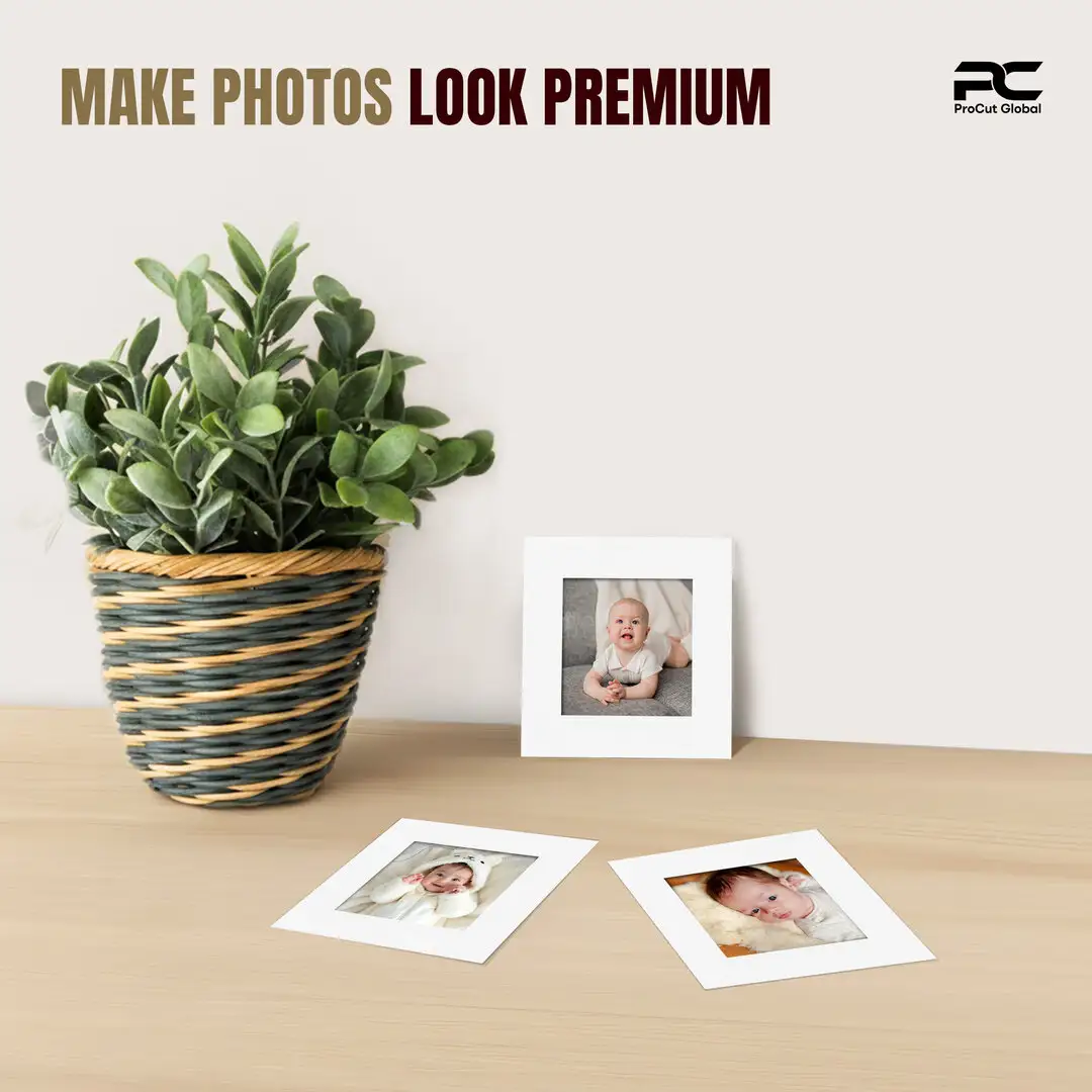Ice White 8x8" Picture Mount With 5x5" Aperture | Acid-Free Mat Board For Picture Frames thumbnail 2
