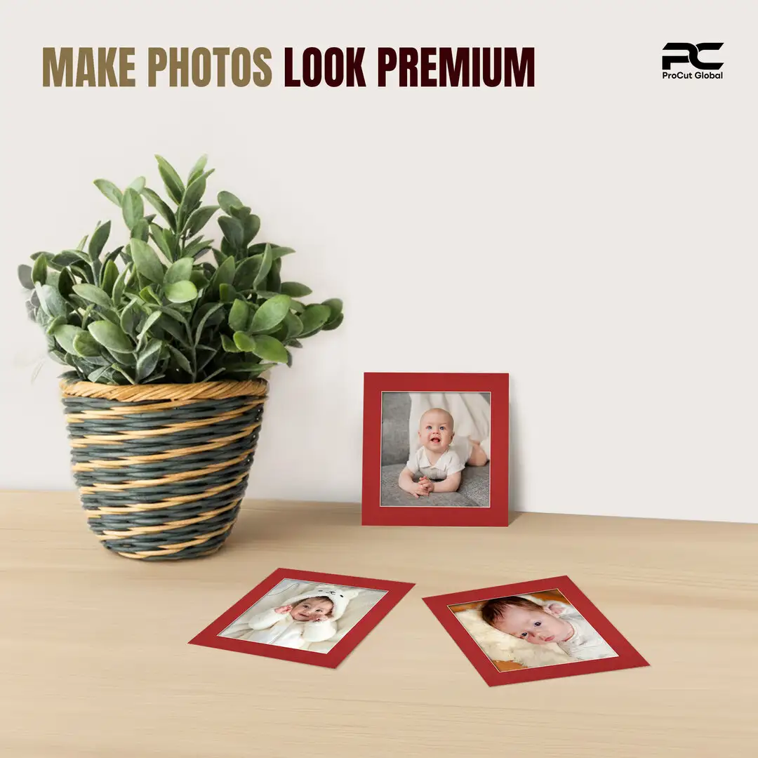 Crimson 8x8" Picture Mount With 6x6" Aperture | Acid-Free Mat Board For Picture Frames thumbnail 2