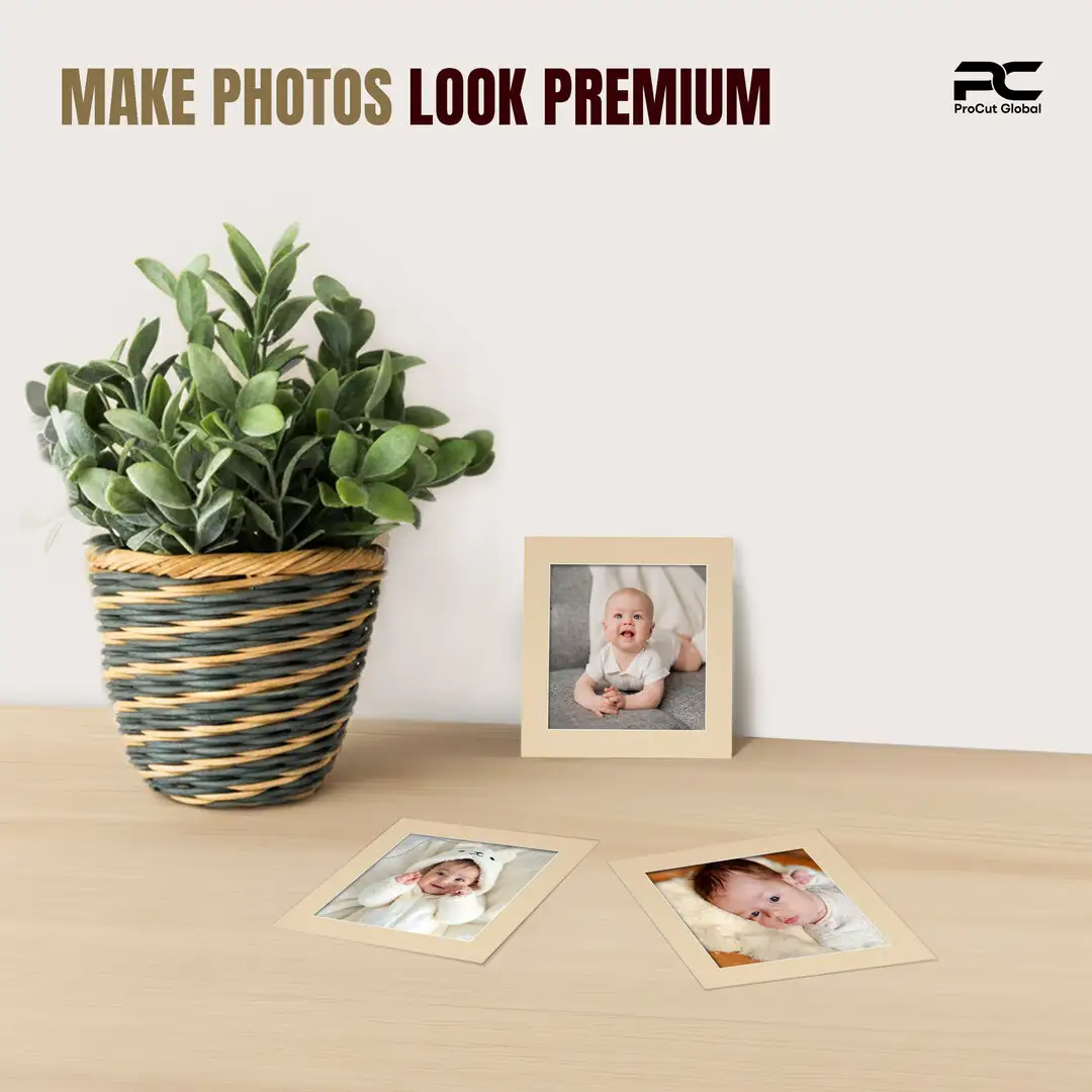 Ivory 8x8" Picture Mount With 6x6" Aperture | Acid-Free Mat Board For Photos & Artwork thumbnail 2