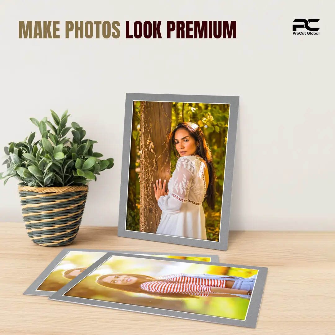 Mid Grey 90x70cm Picture Mount With 80x60cm Aperture | Acid-Free Mat Board For Photos & Artwork thumbnail 2