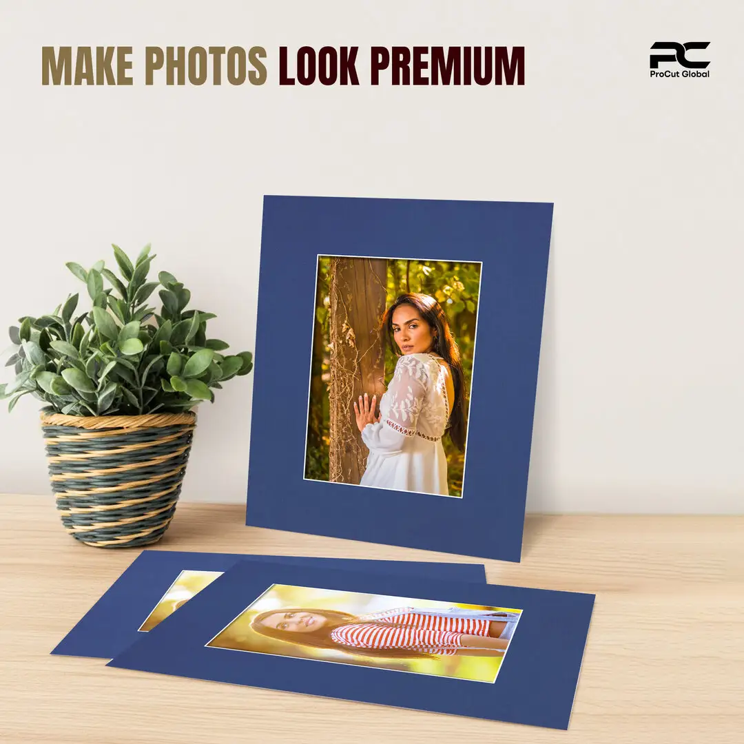 Blue 9x7" Picture Mount With 6x4" Aperture | Acid-Free Mat Board For Photos & Artwork thumbnail 2