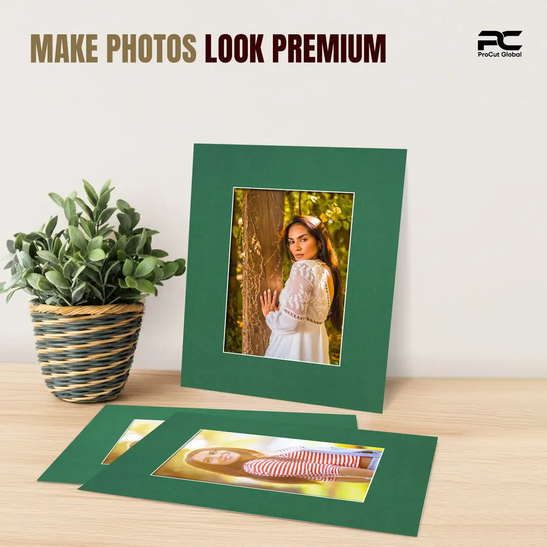 Emerald (Green) 9x7" Picture Mount With 6x4" Aperture | Acid-Free Mat Board For Picture Frames thumbnail 2