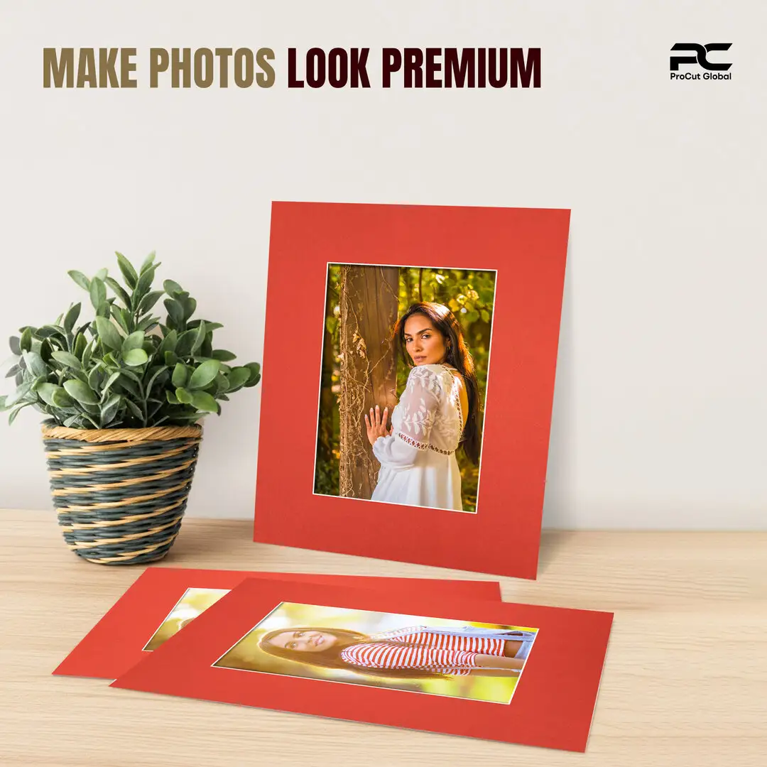 Poppy Red 9x7" Picture Mount With 6x4" Aperture | Acid-Free Mat Board For Photos & Artwork thumbnail 2
