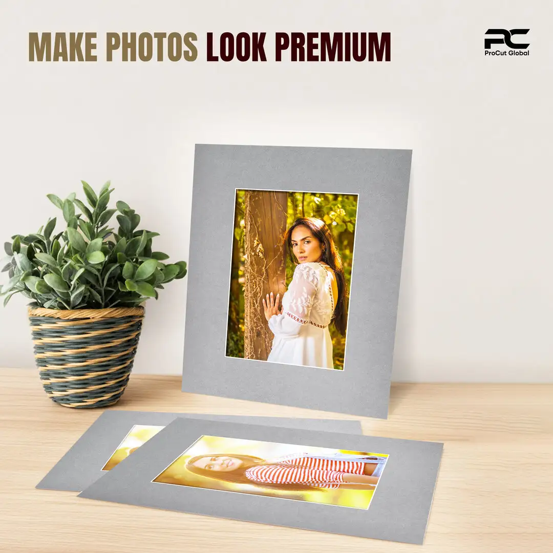 Silver 9x7" Picture Mount With 6x4" Aperture | Acid-Free Mat Board For Picture Frames thumbnail 2