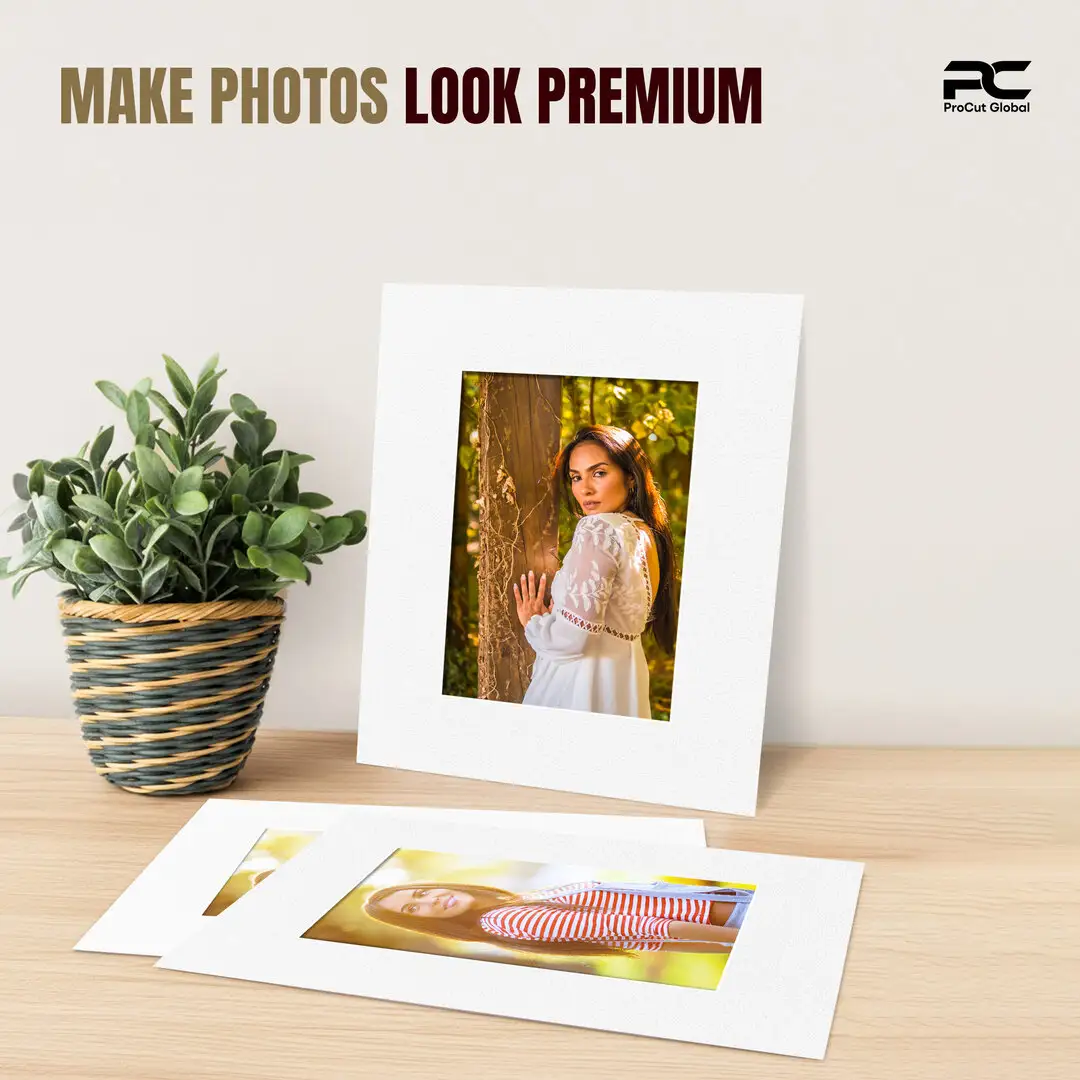 Ice White 9x7" Picture Mount With 6x4" Aperture | Acid-Free Mat Board For Picture Frames thumbnail 2