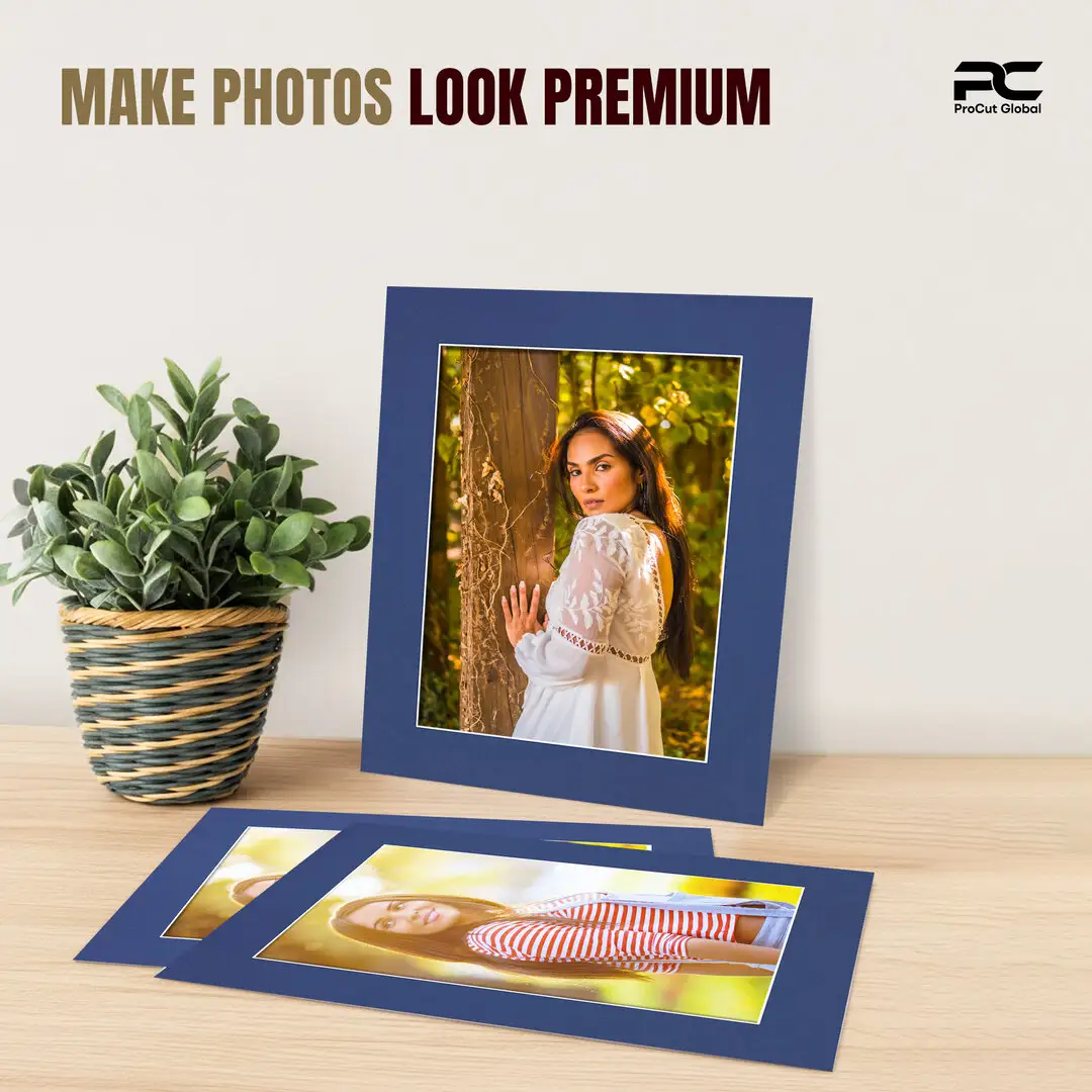 Blue 9x7" Picture Mount With 7x5" Aperture | Acid-Free Picture Mount Board thumbnail 2