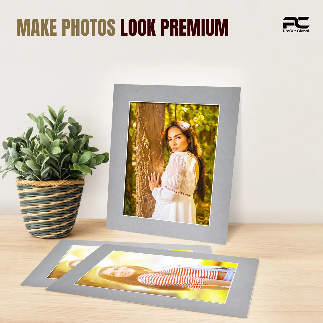 Silver 9x7" Picture Mount With 7x5" Aperture | Acid-Free Mat Board For Picture Frames thumbnail 2