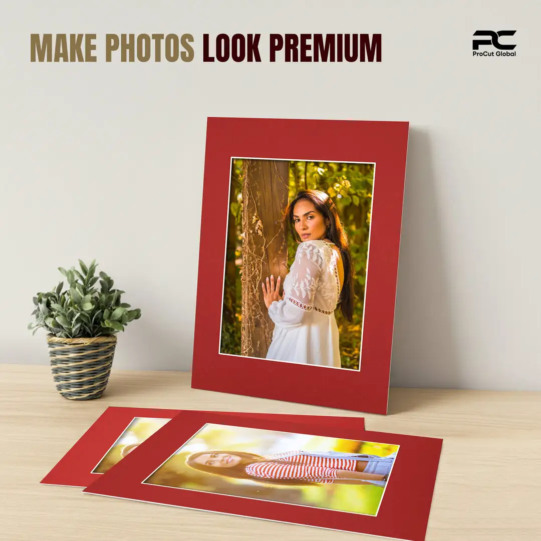 Crimson A1 Picture Mount With A2 Aperture | Acid-Free Mat Board For Picture Frames thumbnail 2