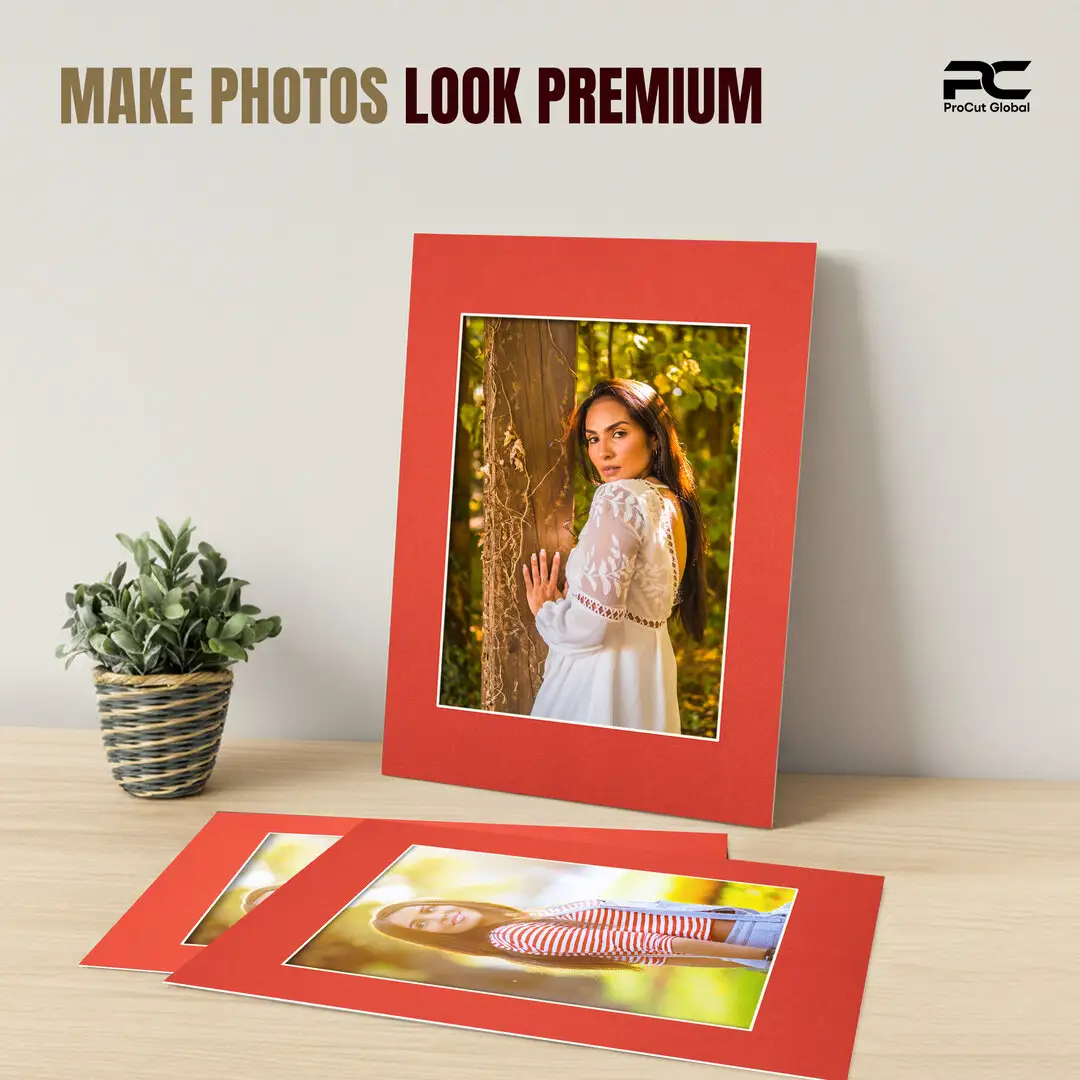 Poppy Red A1 Picture Mount With A2 Aperture | Acid-Free Mat Board For Picture Frames thumbnail 2