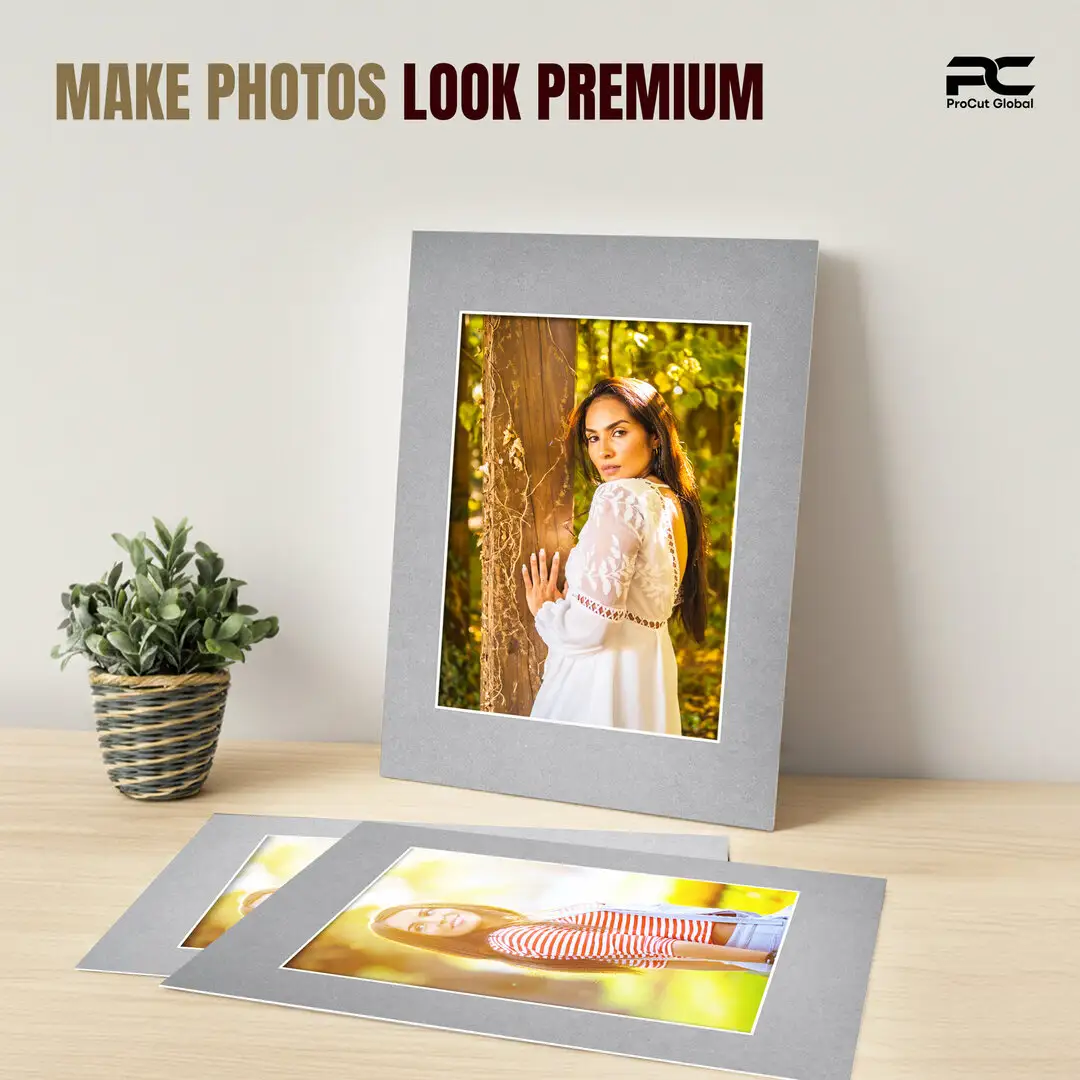 Silver A1 Picture Mount With A2 Aperture | Acid-Free Picture Mount Board thumbnail 2