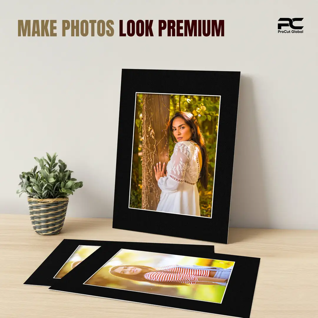 Black A2 Picture Mount With A3 Aperture | Acid-Free Picture Mount Board thumbnail 2