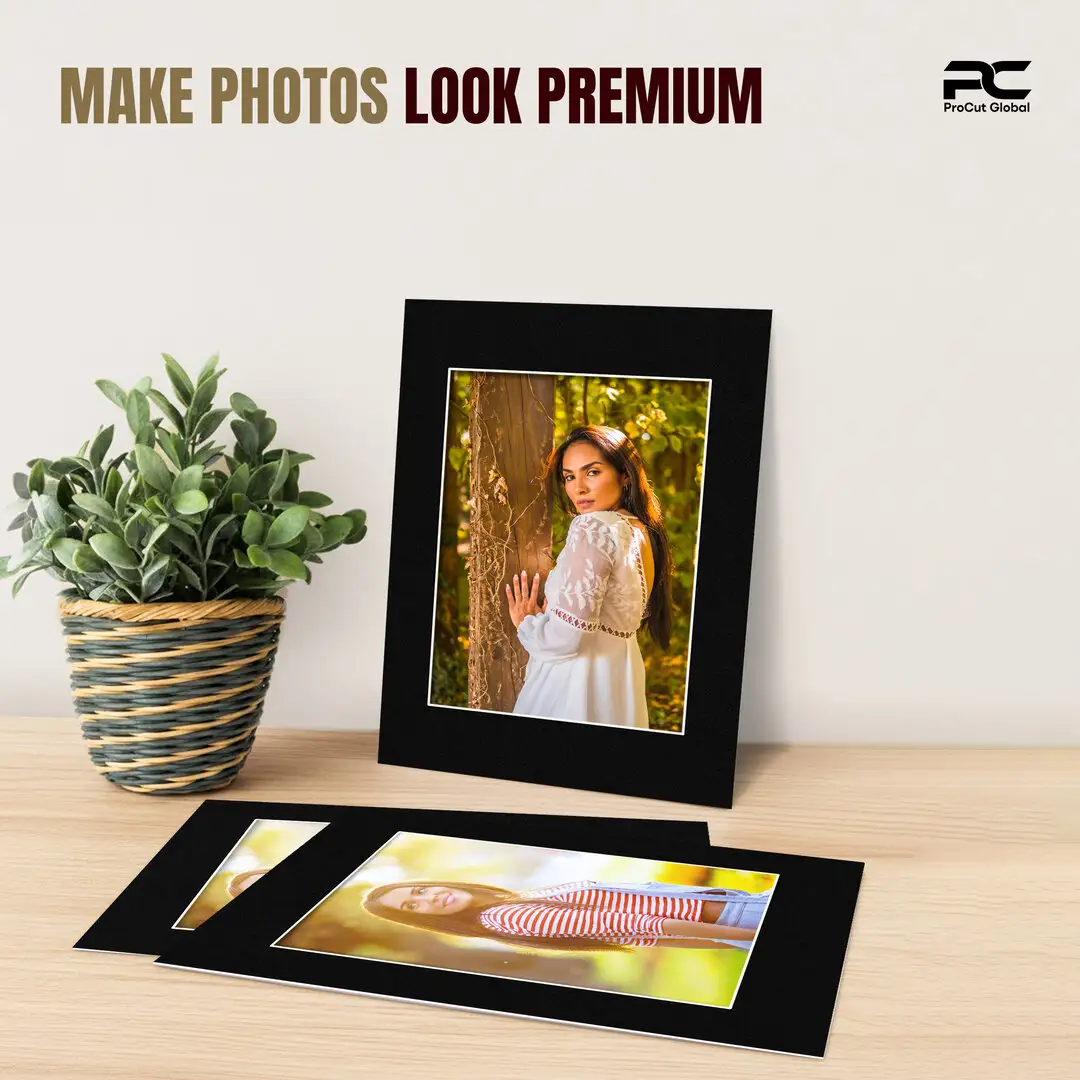 Black A3 Picture Mount With A4 Aperture | Acid-Free Mat Board For Photos & Artwork thumbnail 2