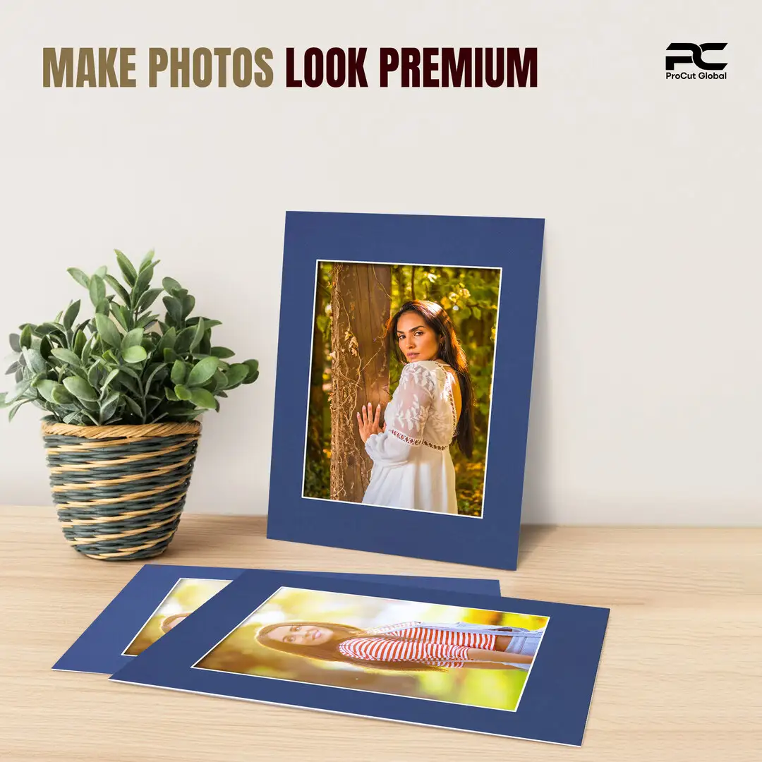 Blue A3 Picture Mount With A4 Aperture | Acid-Free Mat Board For Photos & Artwork thumbnail 2