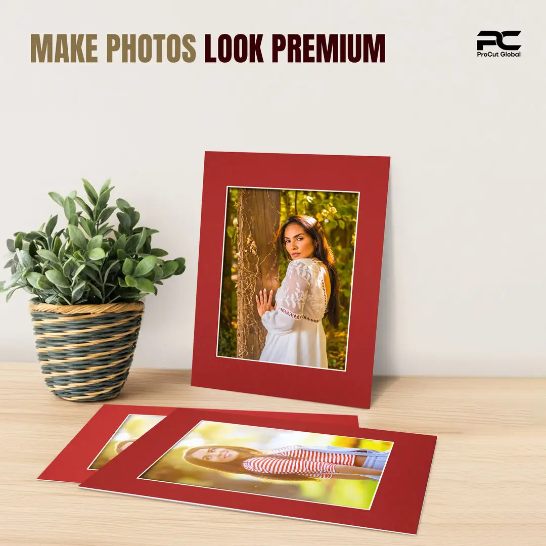 Crimson A3 Picture Mount With A4 Aperture | Acid-Free Picture Mount Board thumbnail 2
