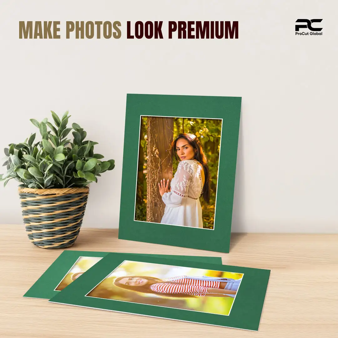 Emerald (Green) A3 Picture Mount With A4 Aperture | Acid-Free Mat Board For Photos & Artwork thumbnail 2