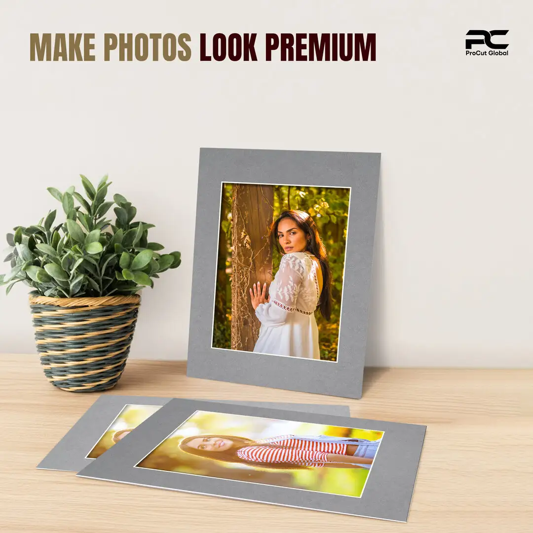Mid Grey A3 Picture Mount With A4 Aperture | Acid-Free Mat Board For Picture Frames thumbnail 2