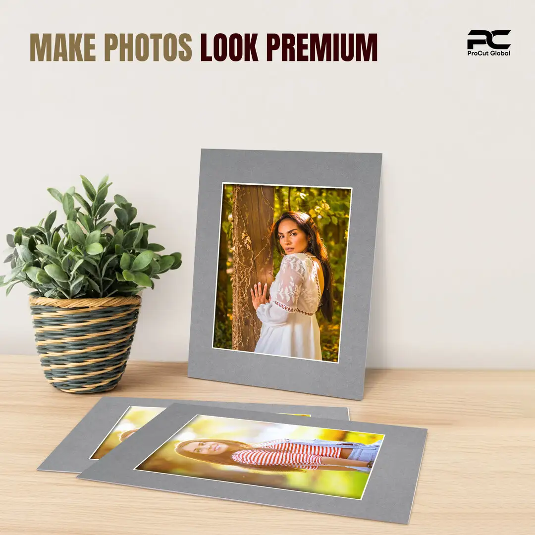 Mid Grey A4 Picture Mount With A5 Aperture | Acid-Free Picture Mount Board thumbnail 2