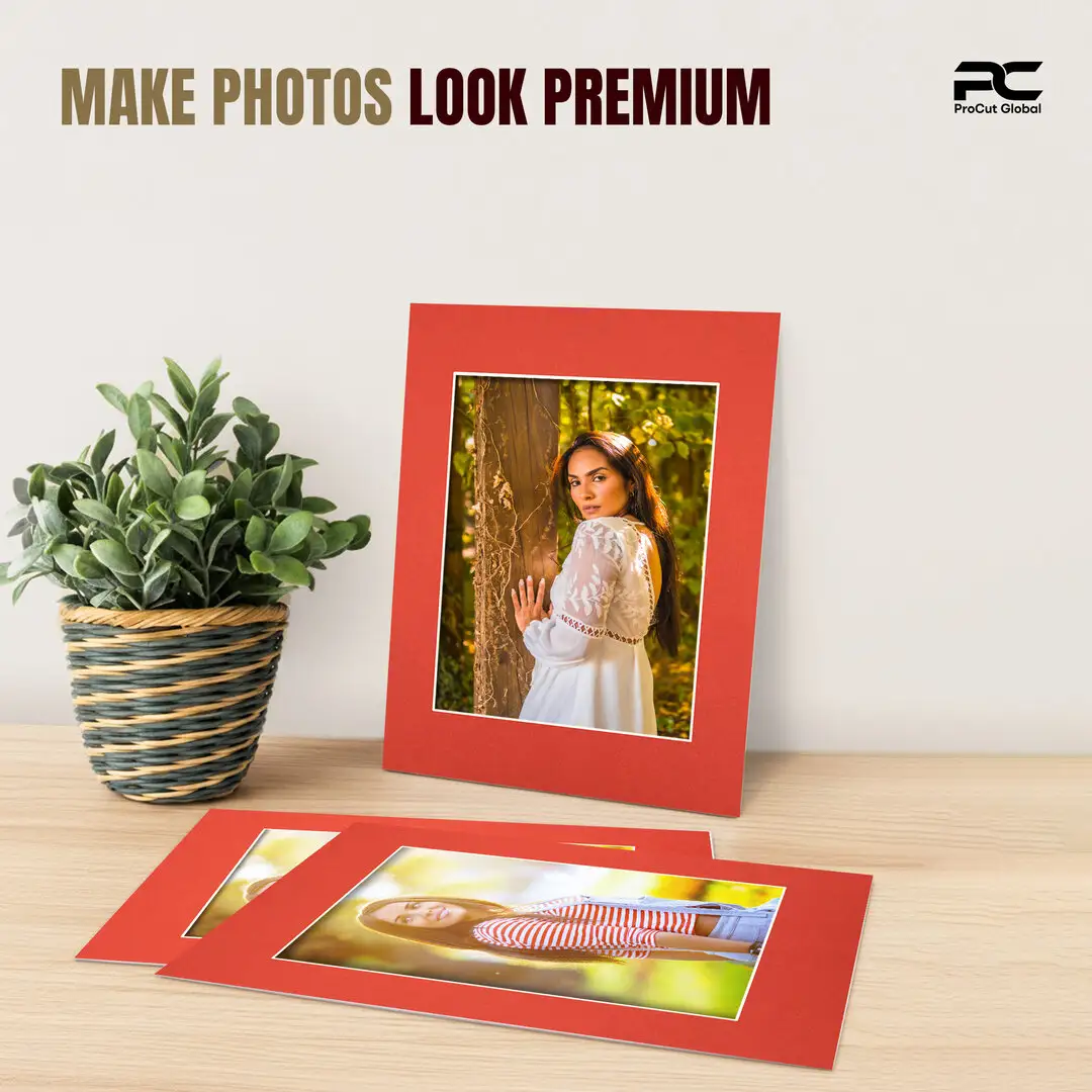 Poppy Red A4 Picture Mount With A5 Aperture | Acid-Free Mat Board For Photos & Artwork thumbnail 2