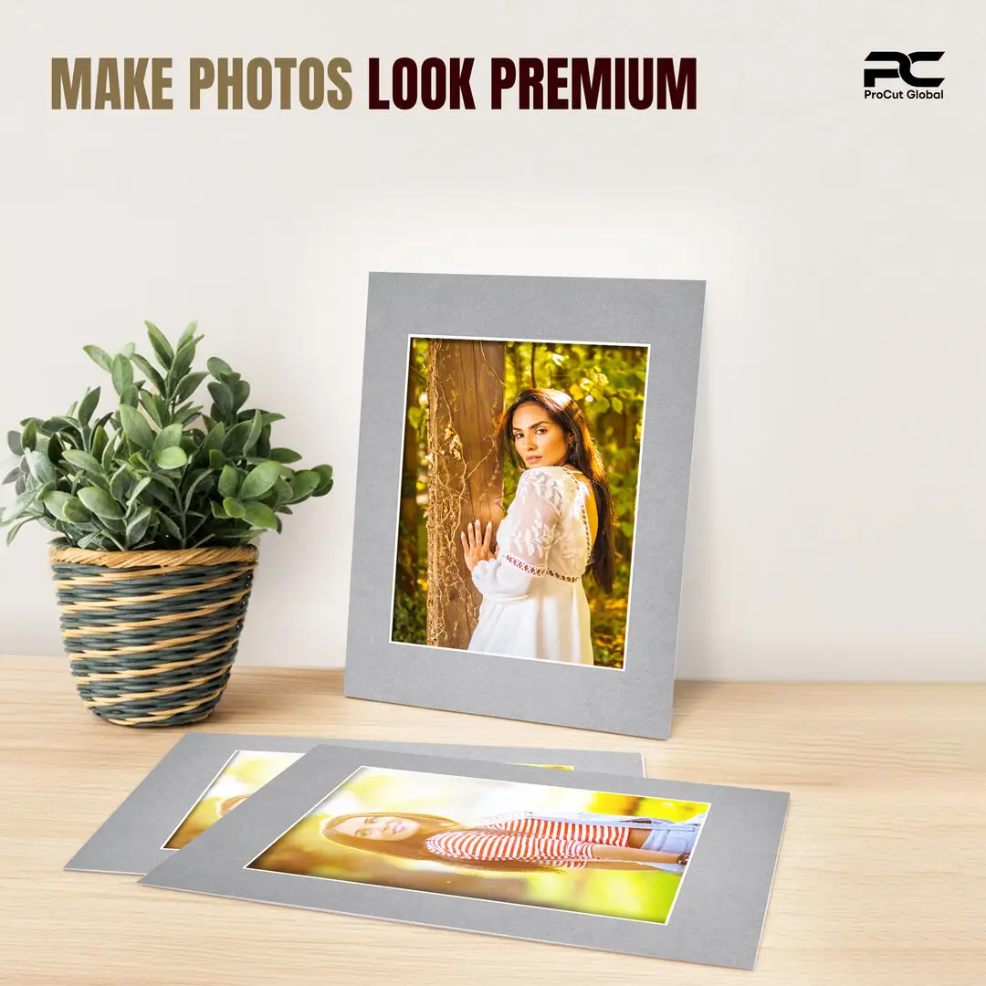 Silver A4 Picture Mount With A5 Aperture | Acid-Free Mat Board For Photos & Artwork thumbnail 2