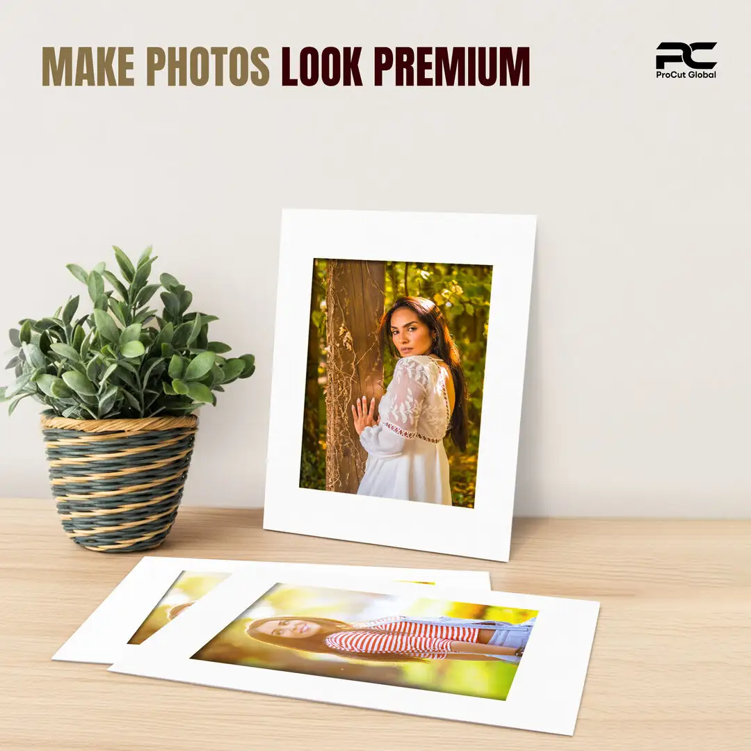 Ice White A4 Picture Mount With A5 Aperture | Acid-Free Mat Board For Photos & Artwork thumbnail 2