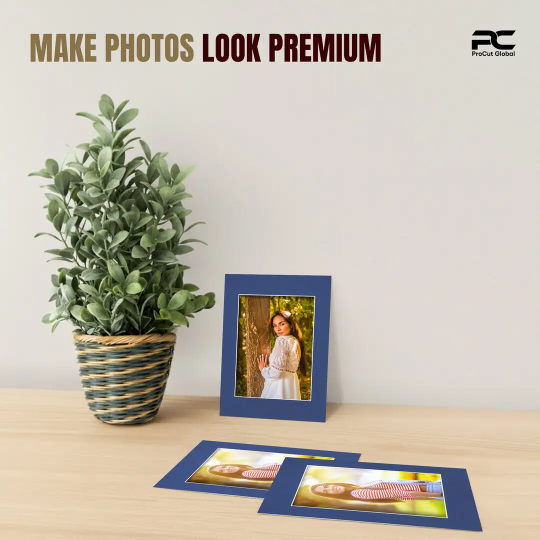Blue A6 Picture Mount With A7 Aperture | Acid-Free Mat Board For Picture Frames thumbnail 2