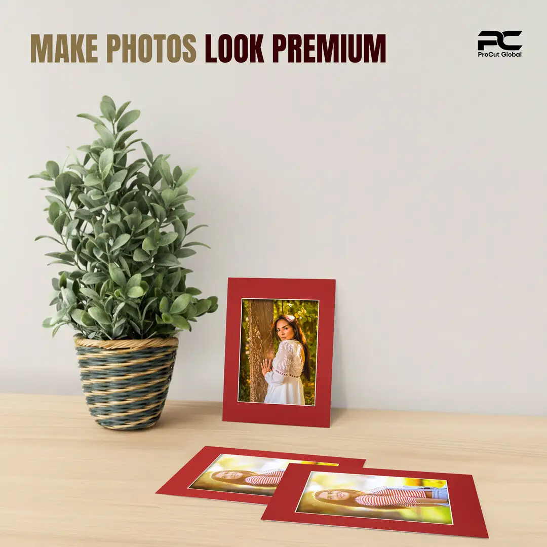 Crimson A6 Picture Mount With A7 Aperture | Acid-Free Mat Board For Picture Frames thumbnail 2
