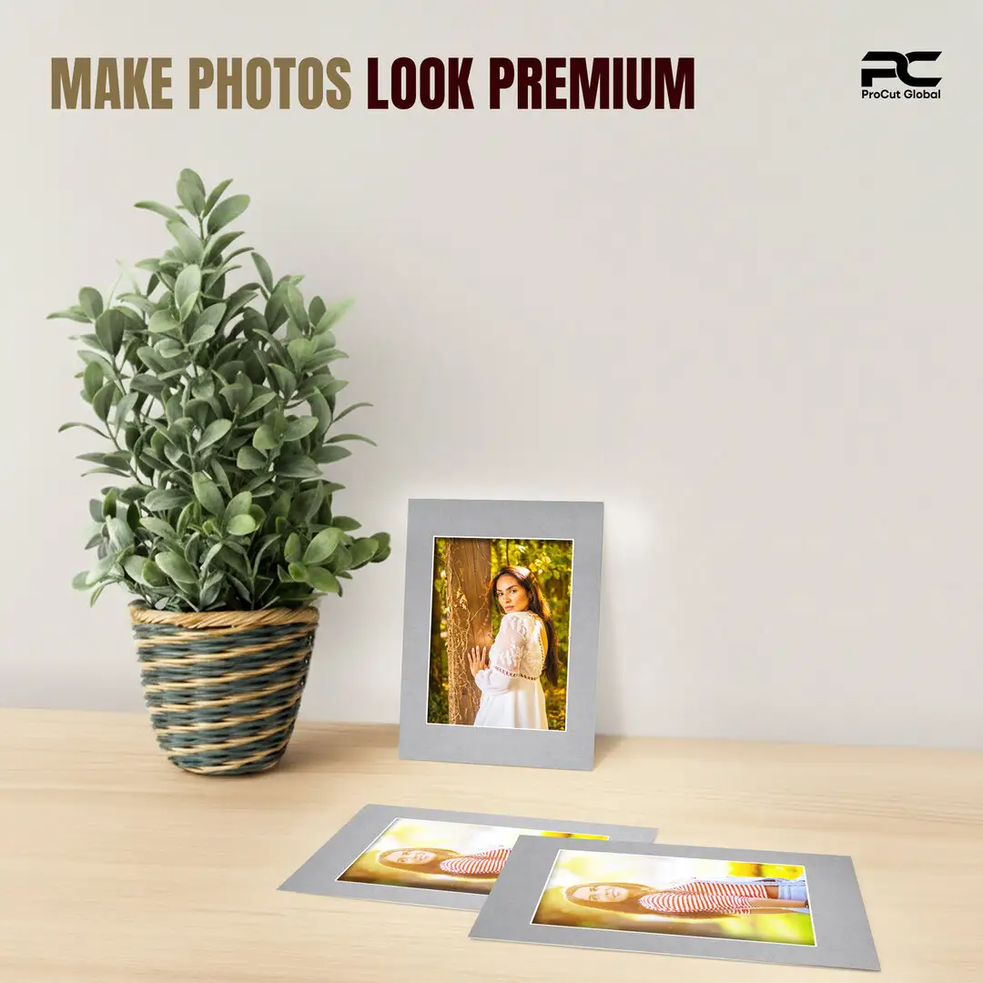 Silver A6 Picture Mount With A7 Aperture | Acid-Free Mat Board For Photos & Artwork thumbnail 2