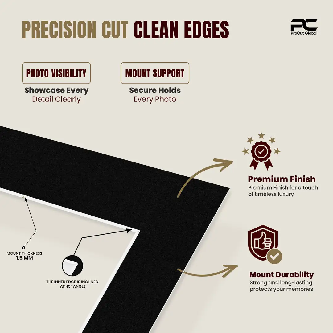 Black 70x50cm Picture Mount With 50x40cm Aperture | Acid-Free Picture Mount Board thumbnail 7