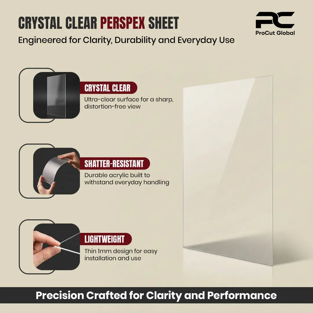90x70cm Clear Perspex Sheet For Picture Frames | Lightweight Perspex Panel For Crafts & Displays thumbnail 7