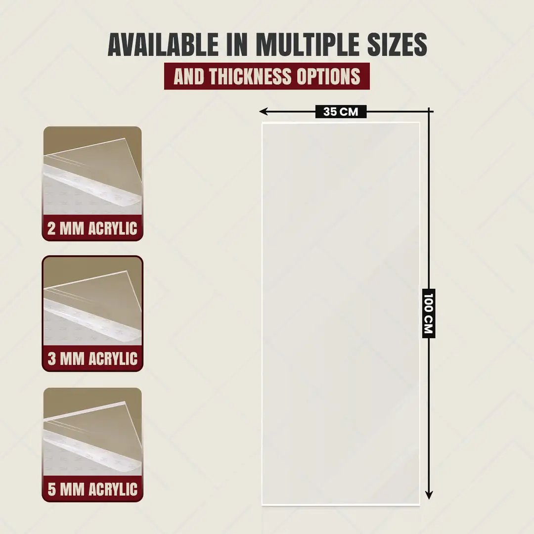 100x35cm 5mm Acrylic Sheet For Picture Frames & DIY Projects | Beam Saw Cut, Durable & Clear thumbnail 2