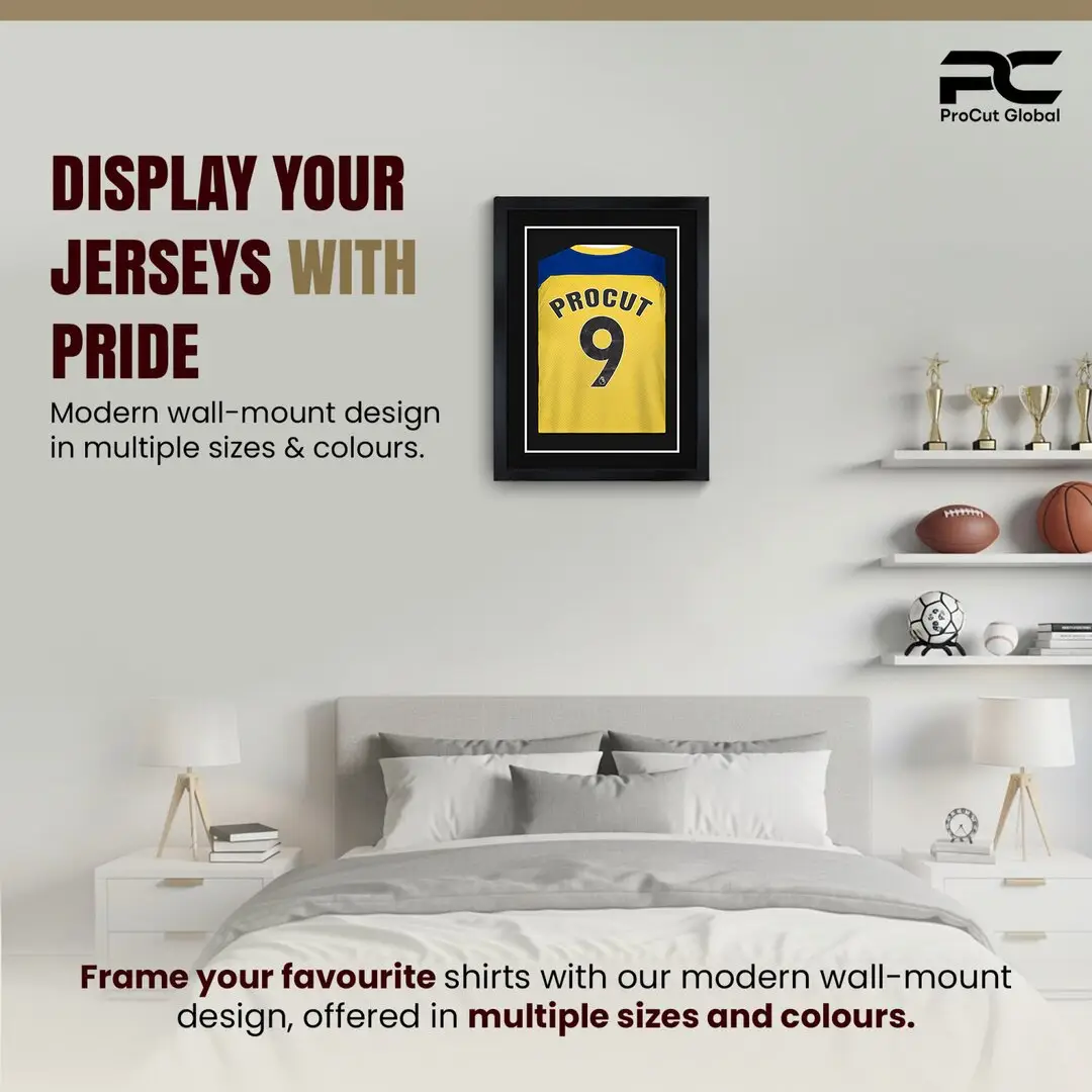 70x50cm Mat Black Football Shirt Frame With Black Mount And Perspex Front For Sports Jerseys thumbnail 6