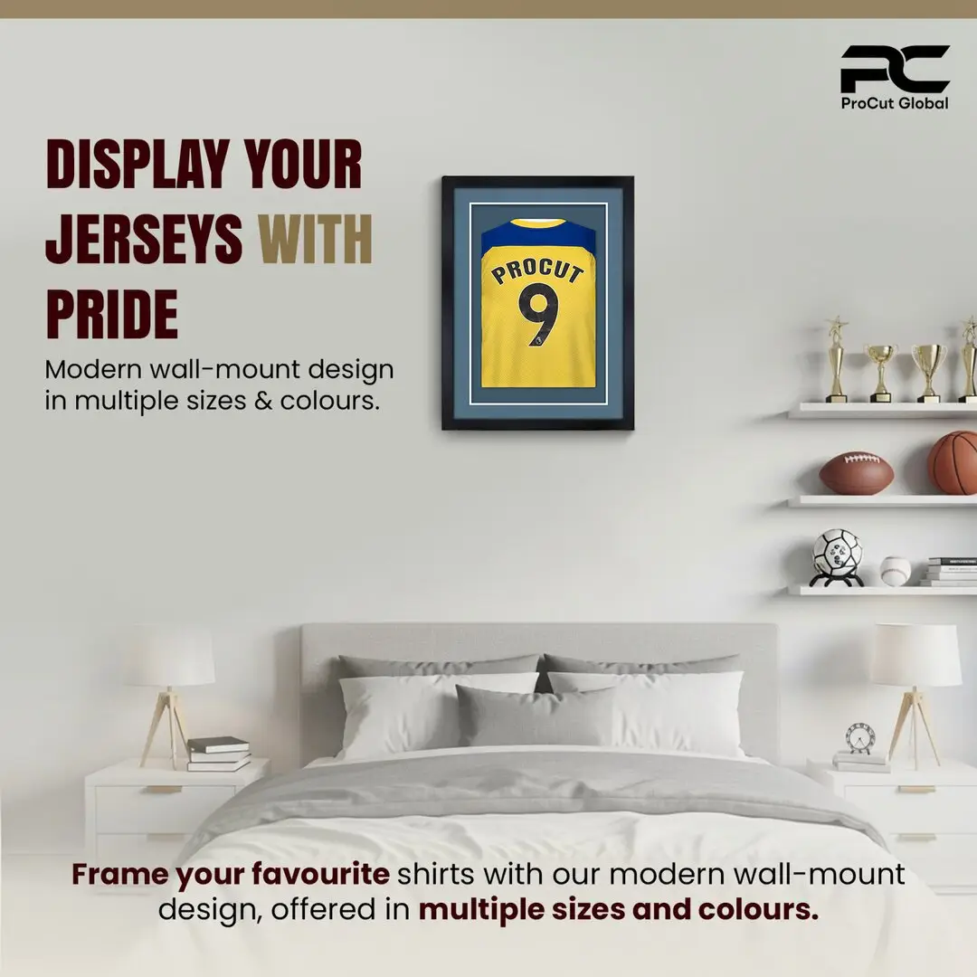 70x50cm Mat Black Football Shirt Frame With Pompador Mount And Perspex Front For Sports Jerseys thumbnail 6