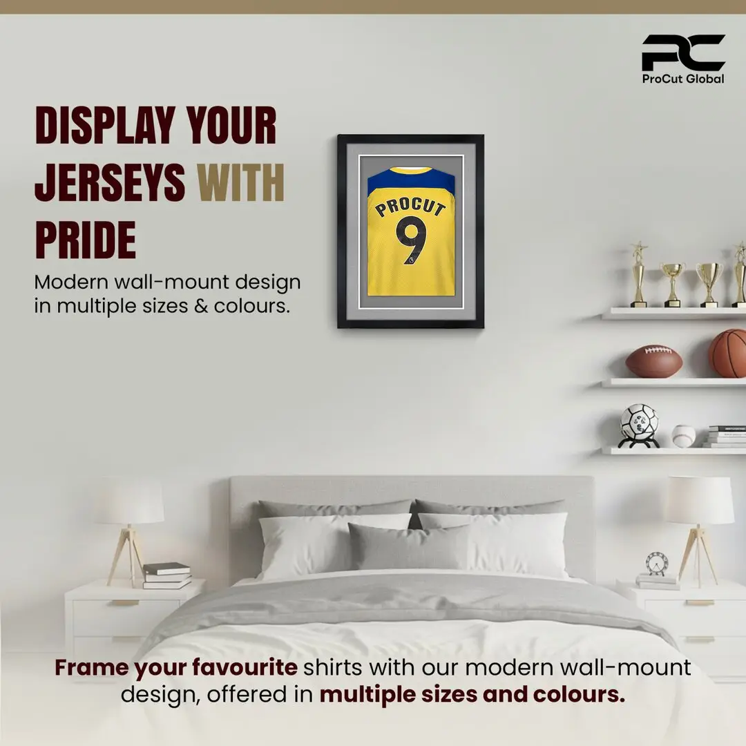 70x50cm Mat Black Football Shirt Frame With Silver Mount And Perspex Front - Fits Football, Rugby, And Other Sports Jerseys thumbnail 6