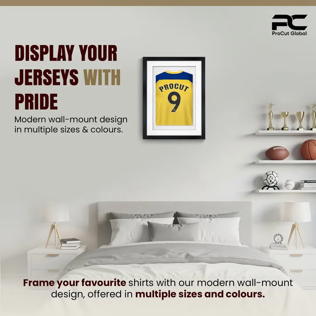 70x50cm Mat Black Football Shirt Frame With Ice White Mount And Perspex Front - Box Display For Football, Rugby, And Other Sports Jerseys thumbnail 6