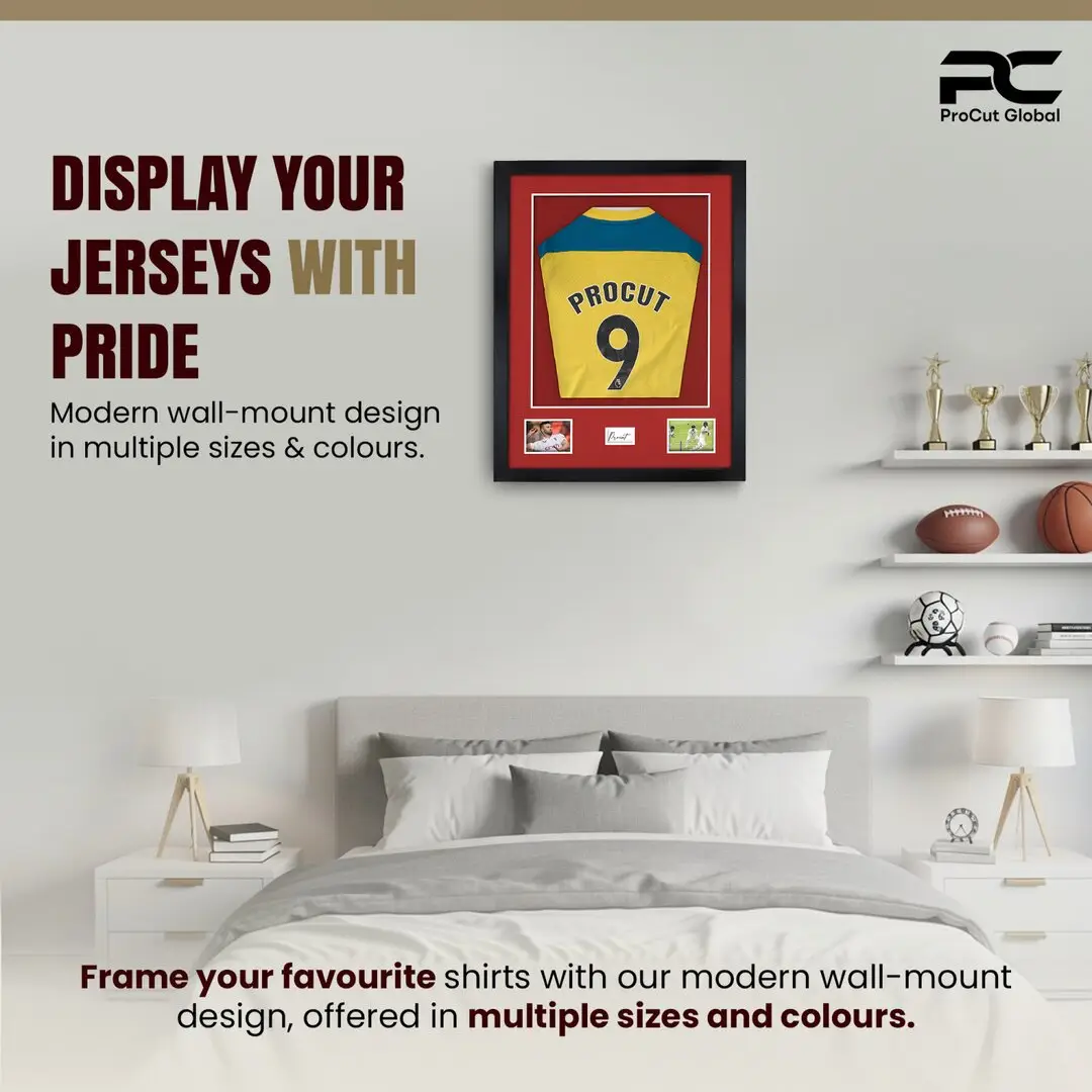 77.5x58.5cm Mat Black Football Shirt Frame With Crimson Mount And Perspex Front - Box Display For Football, Rugby, And Other Sports Jerseys thumbnail 6
