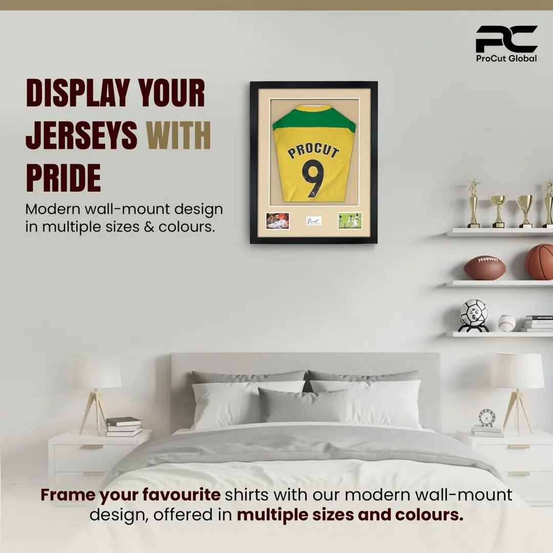 77.5x58.5cm Mat Black Football Shirt Frame With Ivory Mount And Perspex Front - Fits Football, Rugby, And Other Sports Jerseys thumbnail 6
