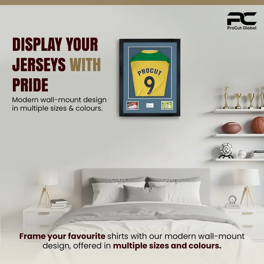 77.5x58.5cm Mat Black Football Shirt Frame With Pompador Mount And Perspex Front - Fits Football, Rugby, And Other Sports Jerseys thumbnail 6