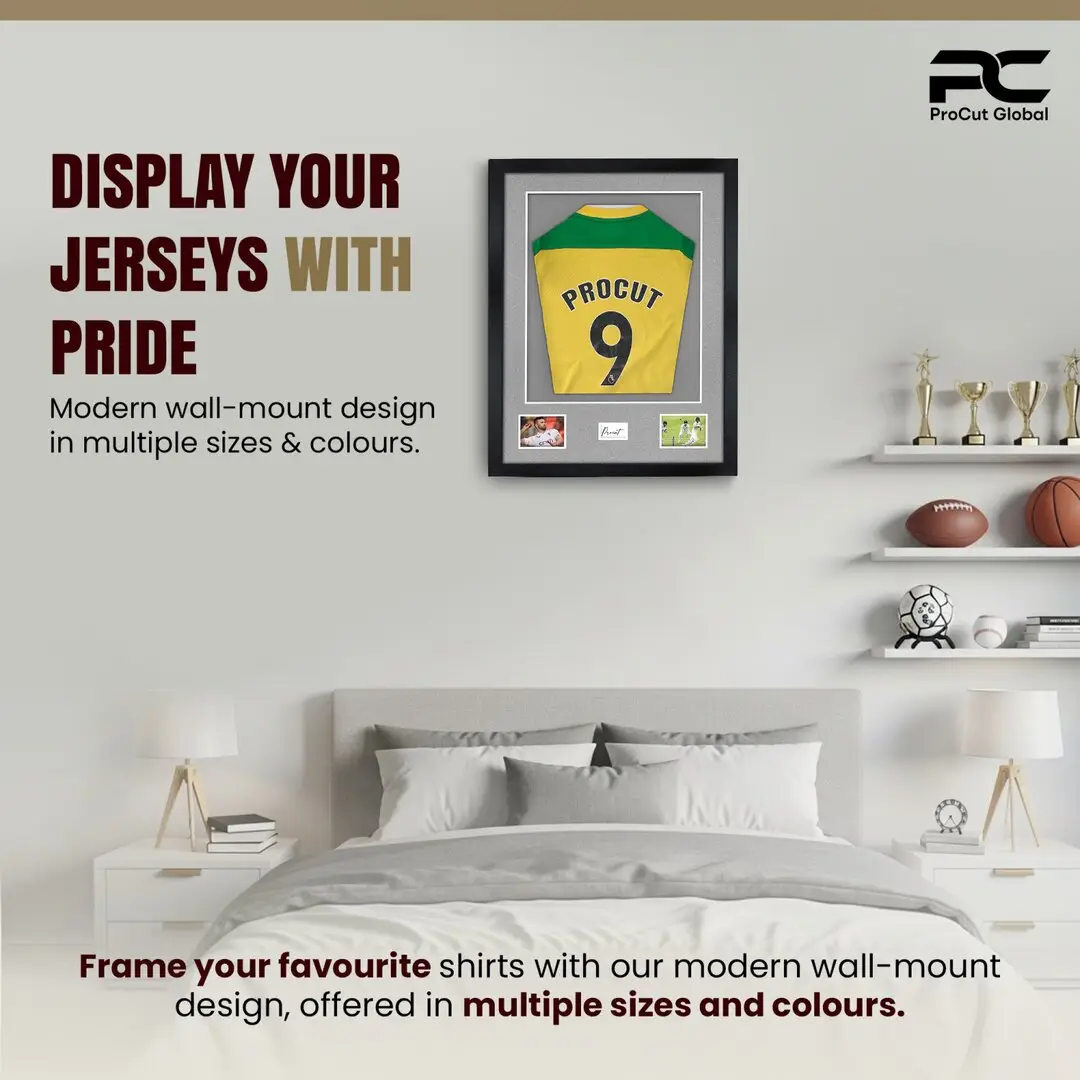 77.5x58.5cm Mat Black Football Shirt Frame With Silver Mount And Perspex Front - Fits Football, Rugby, And Other Sports Jerseys thumbnail 6
