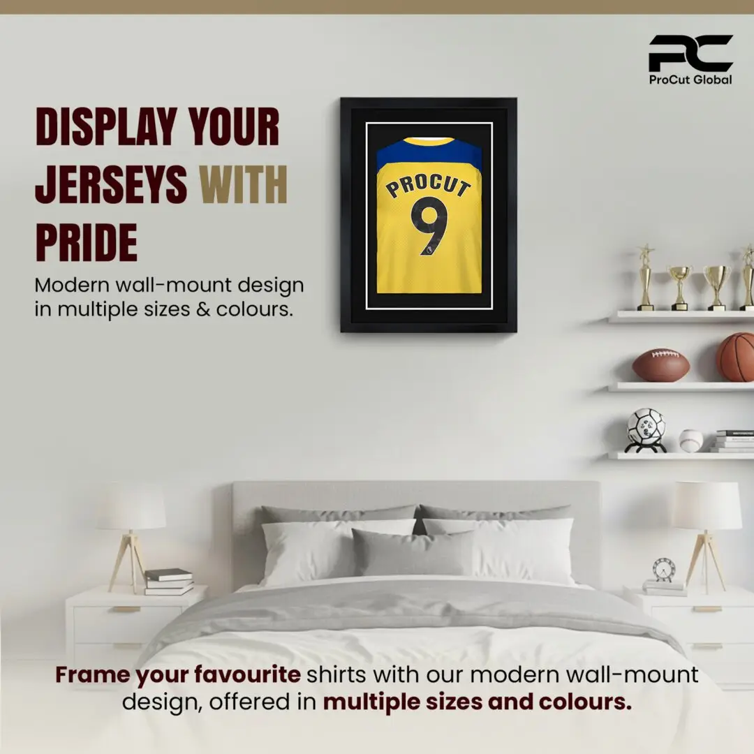 80x60cm Mat Black Football Shirt Frame With Black Mount And Perspex Front - Fits Football, Rugby, And Other Sports Jerseys thumbnail 6