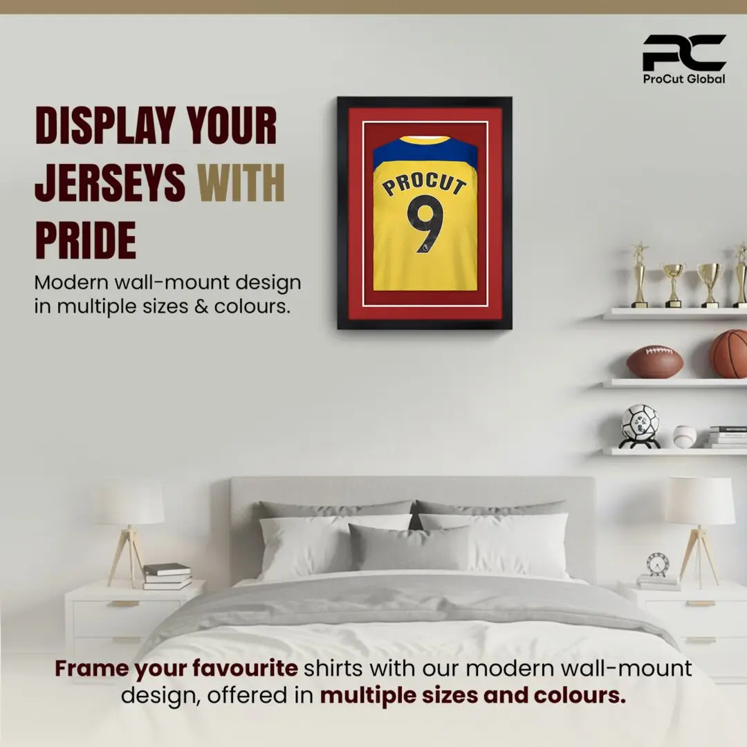 80x60cm Mat Black Football Shirt Frame With Crimson Mount And Perspex Front - Box Display For Football, Rugby, And Other Sports Jerseys thumbnail 6